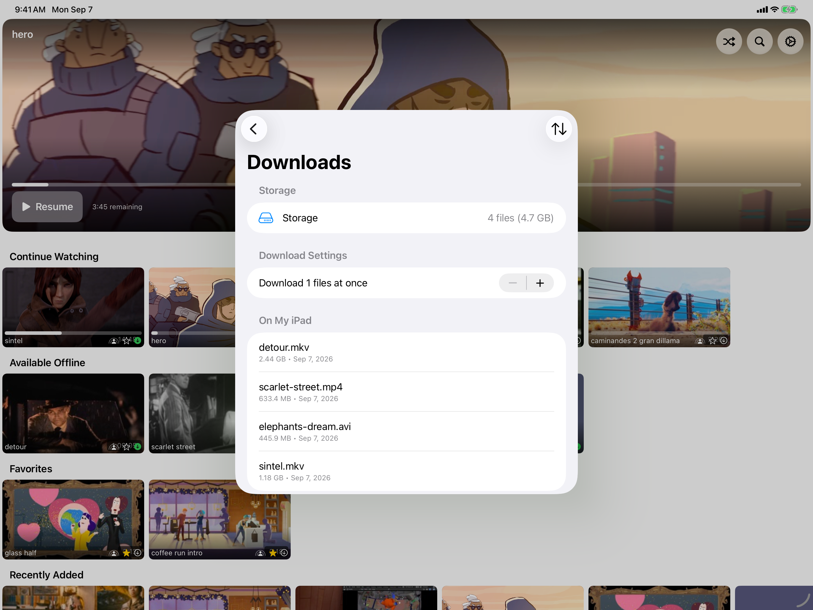 Downloads screenshot