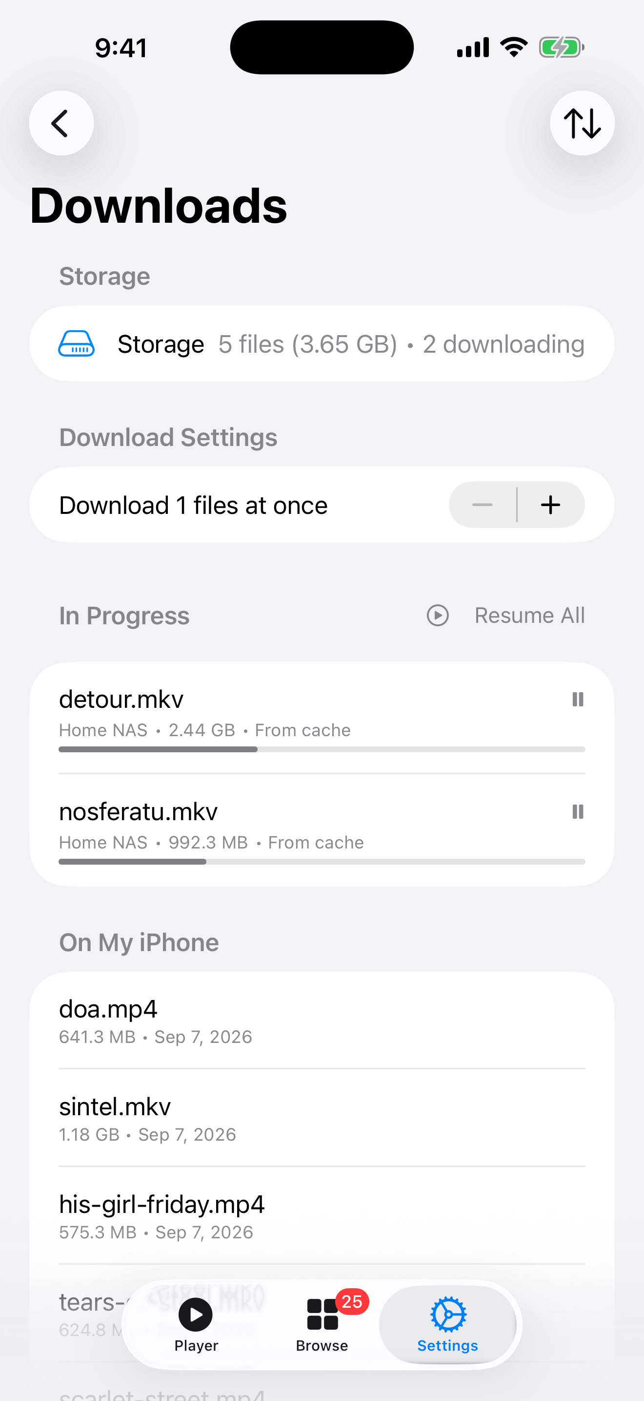 Downloads screenshot
