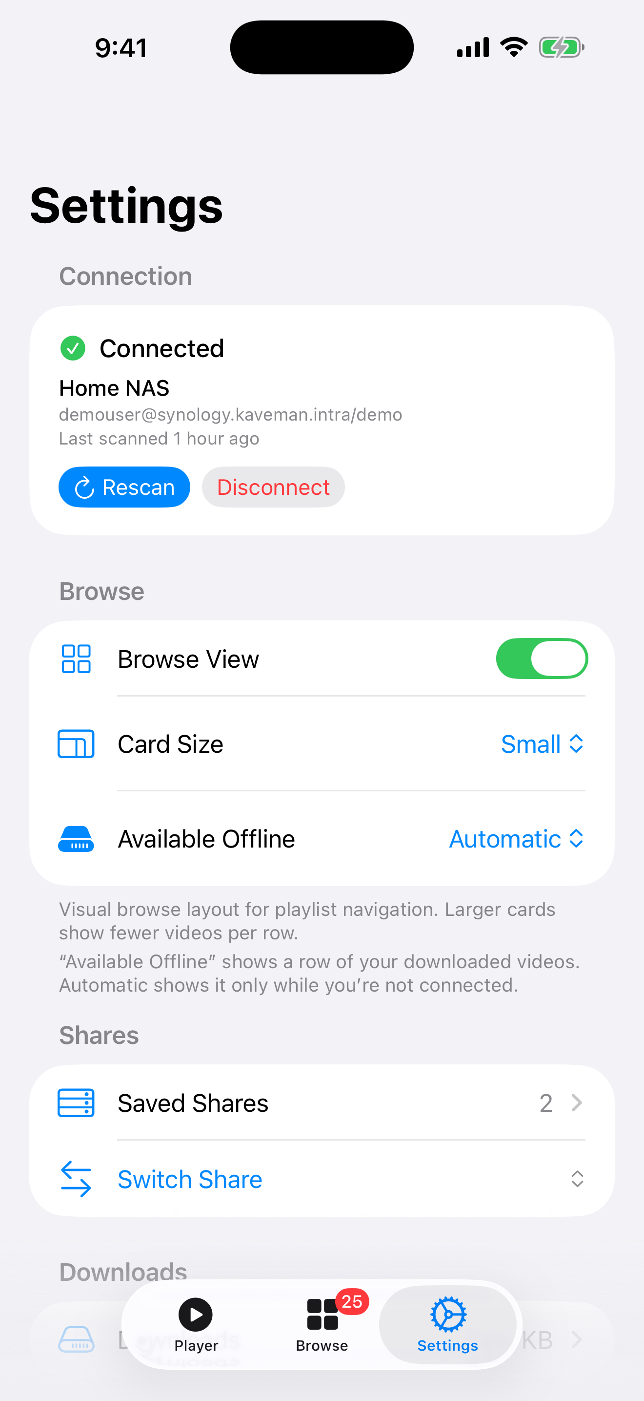 Settings screenshot